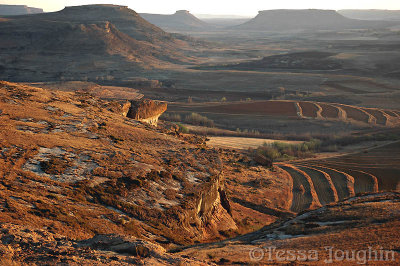 Golden sunset in the valley below