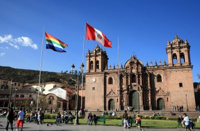 Cusco Flag (left) - Peru Flag (right)