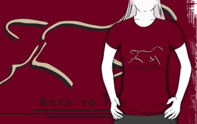 born to trot on dark red shirt at Redbubble