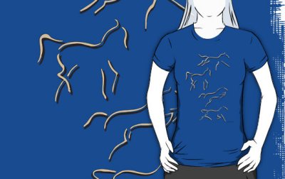 The Horse Version 1 on blue shirt at Redbubble