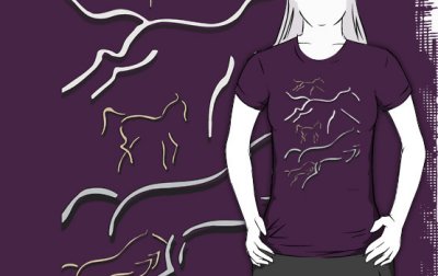 The Horse Version 2 on purple shirt at Redbubble