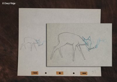 original production drawing of Bambis mother