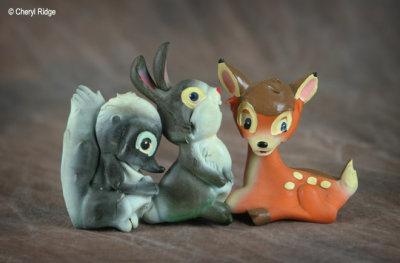 vintage Bambi and friends squeaker toys