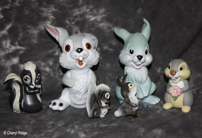 various Thumper and Flower squeaky toys