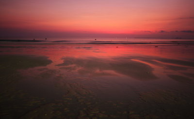 Red colored beach
