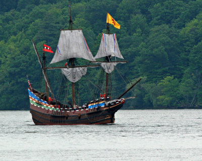 Henry Hudson's HalfMoon Sailing up the Hudson River