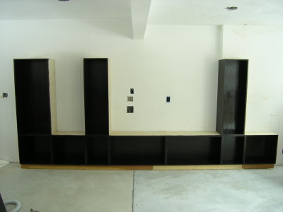 Front view of cabinets in place