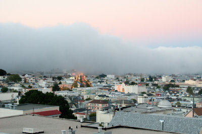 Sunset Fog Rolls Into the City