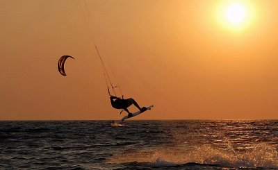 Kite surfing at Agios Ioannis beach.