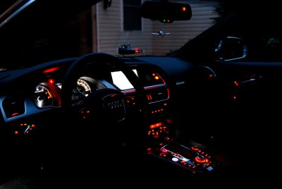 2009 Audi S5 interior at night