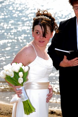 Handing of bouquet