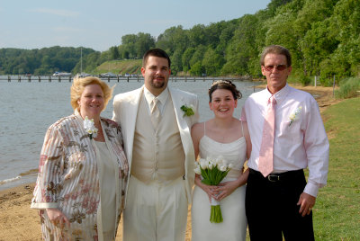 Bride and Groom and Groom's Mother and step Father