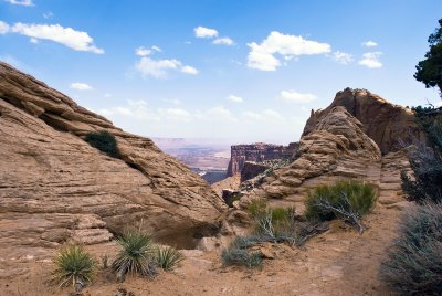 View to the right of Mesa Arch