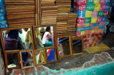 Mirror in a market, Myanmar