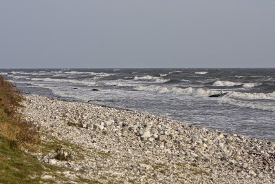 The Sea in gale at Smygehuk
