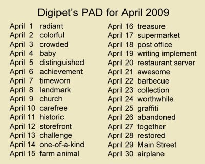 April 2009 PAD List
