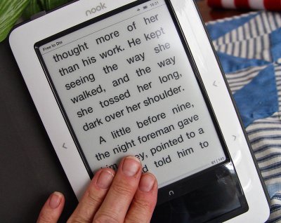 Nook with extra extra large font displayed