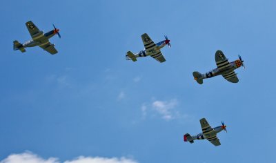 Fighter flypast (P47 and three P51s)