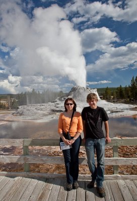 Anne and Tristan, Castle Geyser, Yellowstone (9/1/09)