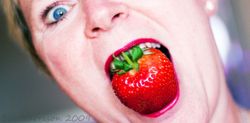 strawberries for dessert...and yes i stole the biggest one!!