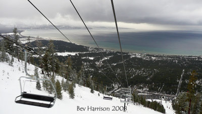 VIEW FROM THE CHAIRLIFT GOING , DOWN LAKE TAHOE IN THE DISTANCE...RAY!!