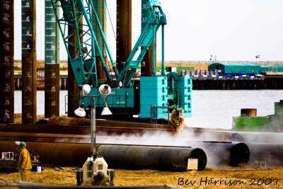 working on the outer harbour at Gt. Yarmouth