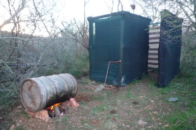 Warming the donkey for the shower