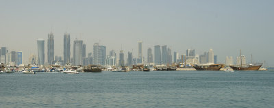 Doha skyline and dhows
