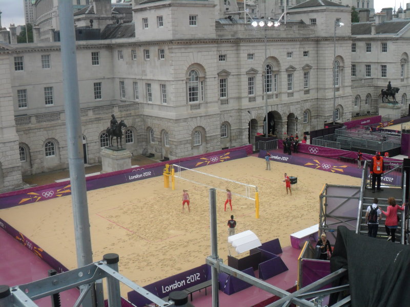 Beach Volleyball practice court at Horse Guards Parade