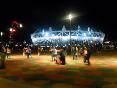 Olympic Stadium at night