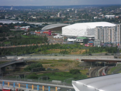 View of Basketball Stadium and Velodrome from Orbit