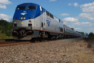 Amtrak passenger train westbound to Rochester, New York