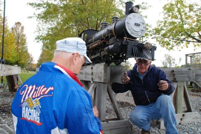 working on a steam locomotive