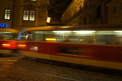 Tram at Night Prague