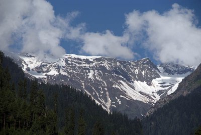 Snowy Mountain Peaks from Old Manali