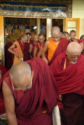 Monks Leaving Prayers Dharamsala 02