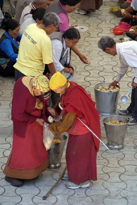 Monks Sharing Food