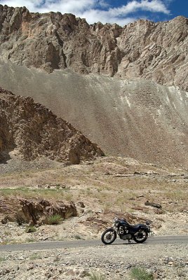 Enfield Bullet by Road in Zanskar Valley
