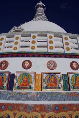 Looking up at Shanti Stupa