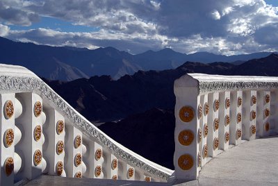 Steps up to Shanti Stupa