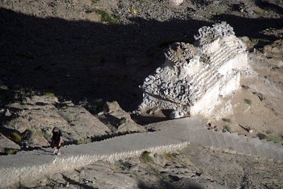 Tourist Ascending Steps to Shanti Stupa