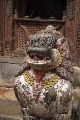 Fu with Wooden Shrine in Background