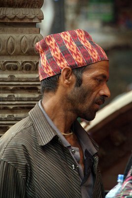 Nepali Man in Traditional Hat Kathmandu