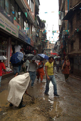 Mending the Road in the Rain Kathmandu