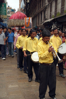 Band in Yellow at Gai Jatra Festival
