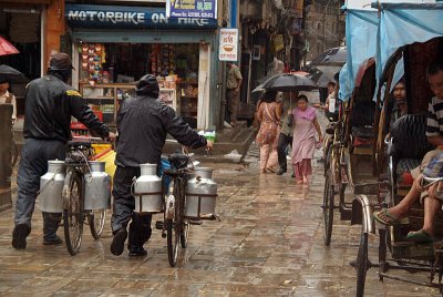 Wet Street Scene Kathmandu
