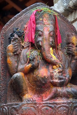Annointed Ganesha Statue in Durbar Square
