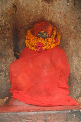 Blob in Red Robes and Garlands Durbar Square