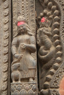 Carved Figures on Temple in Durbar Square