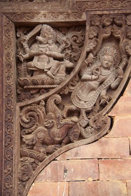 Carved Figures on Temple in Durbar Square 05